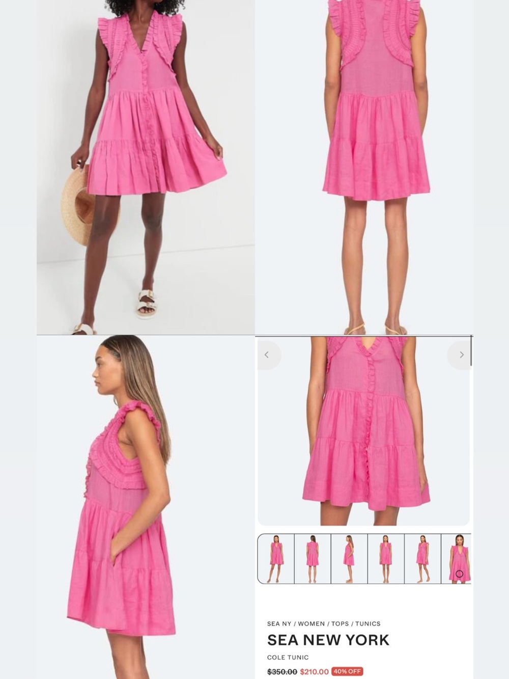 SEA NEW YORK • Cole pink dress tunic - Large